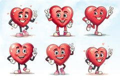 Funny Retro Heart Valentine Clipart Bundle - CraftNest - Digital Crafting and Art