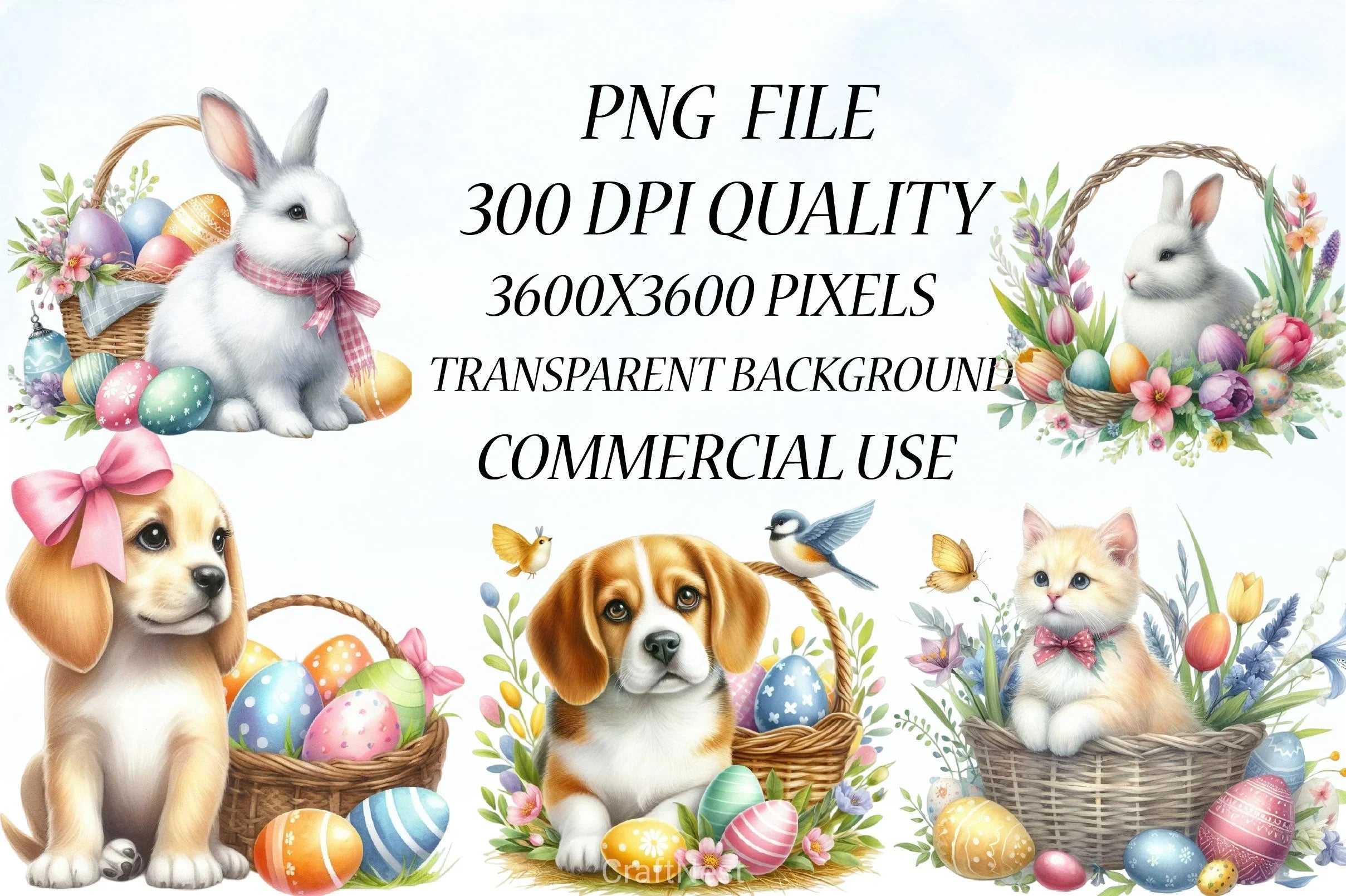 Cute Easter Animals Clipart Bundle - CraftNest - Digital Crafting and Art