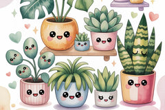 Kawaii Houseplants Background Papers - CraftNest - Digital Crafting and Art