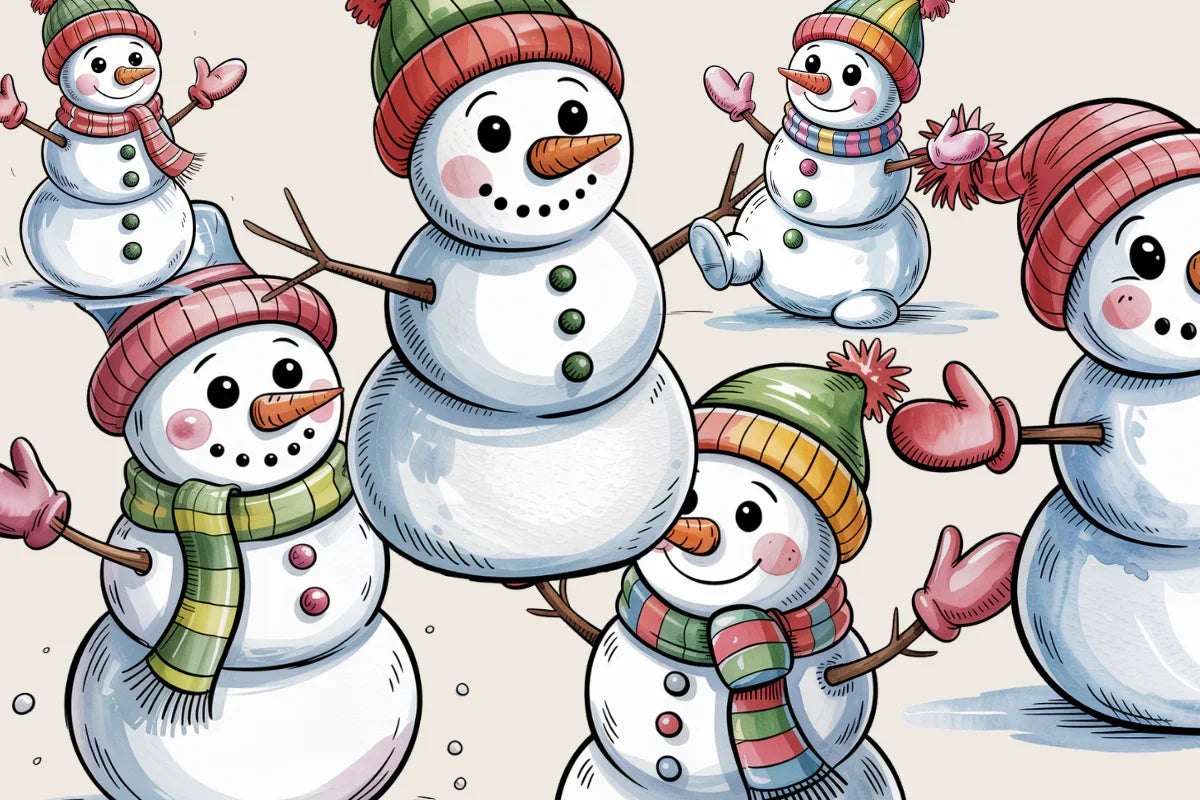 Whimsical Snowmen Clipart - CraftNest - Digital Crafting and Art