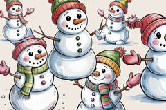 Whimsical Snowmen Clipart - CraftNest - Digital Crafting and Art