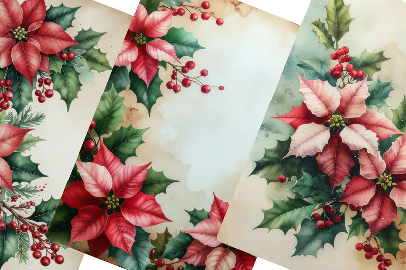Christmas Flowers Junk Journal Papers - CraftNest - Digital Crafting and Art