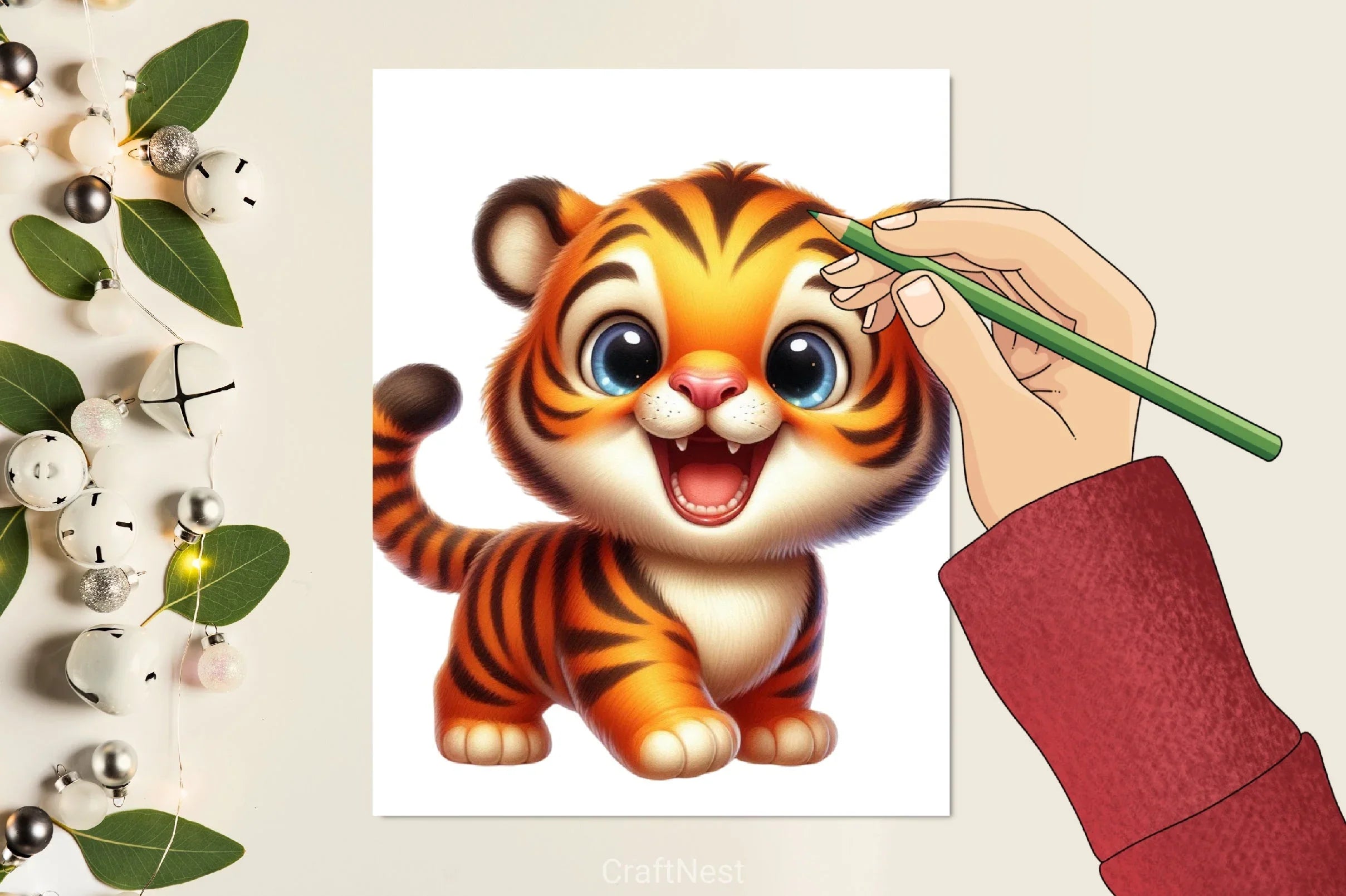 Cute Baby Tiger Clipart Bundle 2 - CraftNest - Digital Crafting and Art