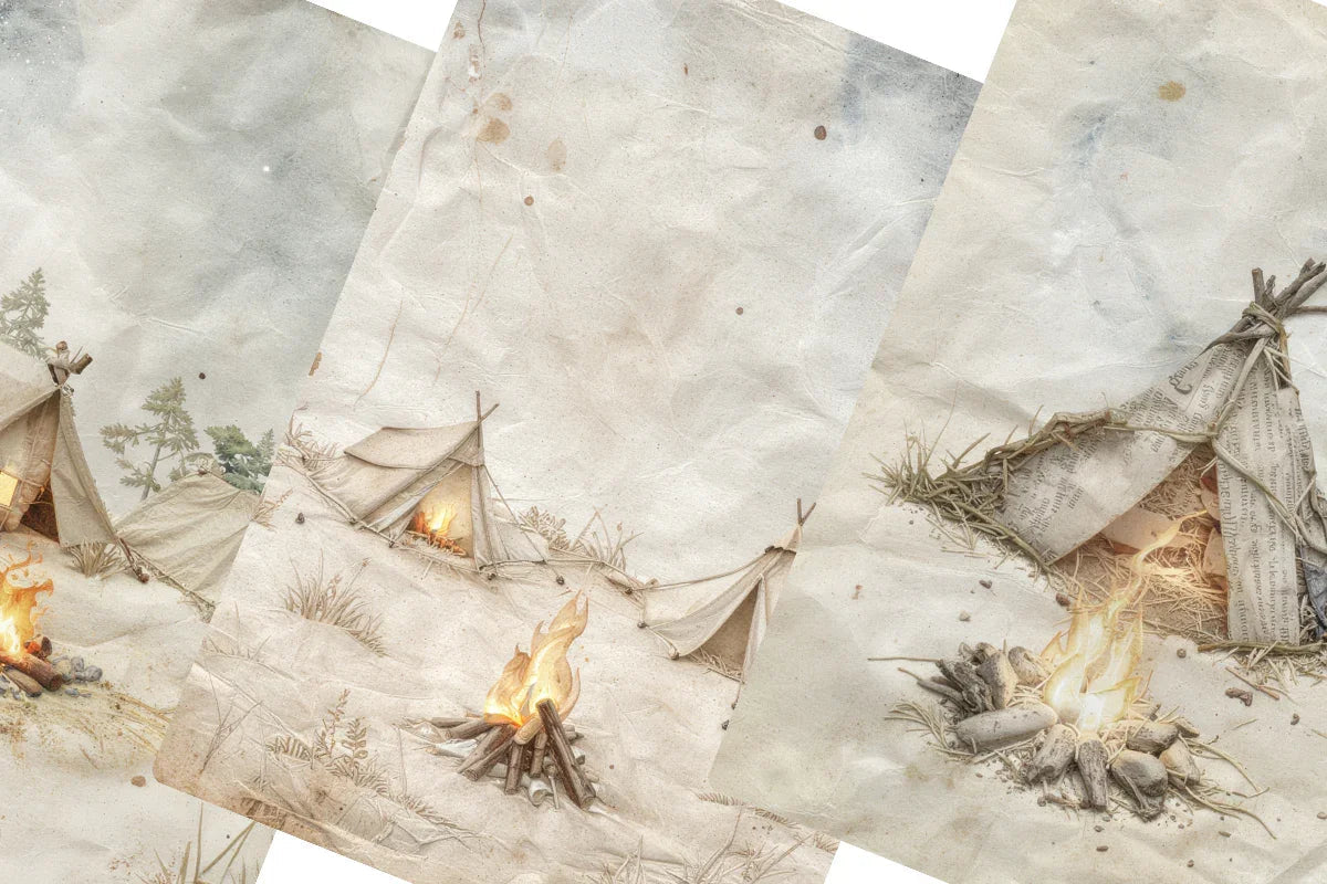 Newspaper Camps Junk Journal Papers - CraftNest - Digital Crafting and Art