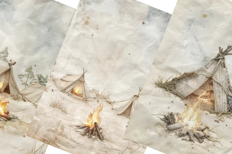 Newspaper Camps Junk Journal Papers - CraftNest - Digital Crafting and Art