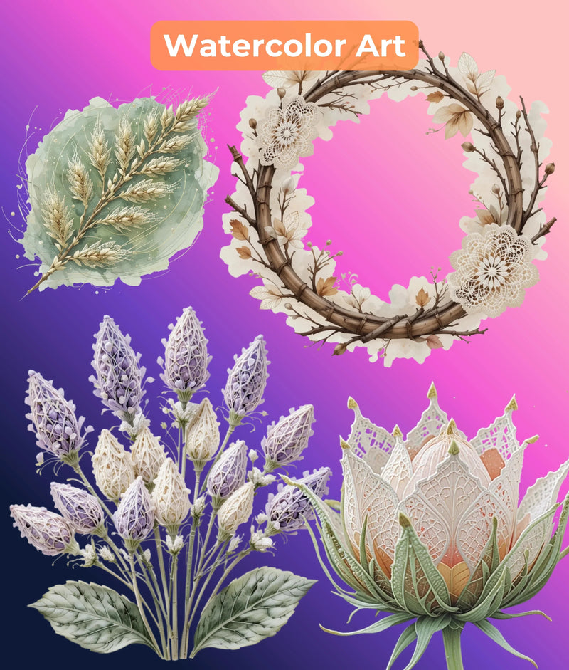 Lace Wildflower Clipart Bundle - CraftNest - Digital Crafting and Art