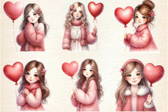 Valentine Cute Girl Clipart Bundle - CraftNest - Digital Crafting and Art