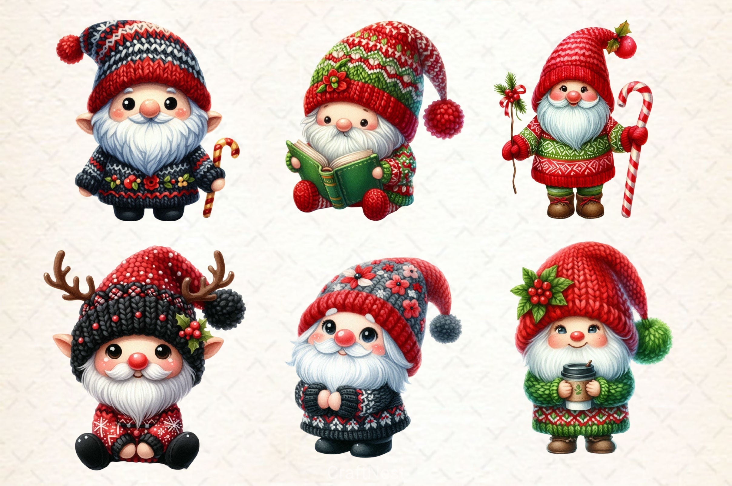 Cute Christmas Gnome Clipart Bundle 7