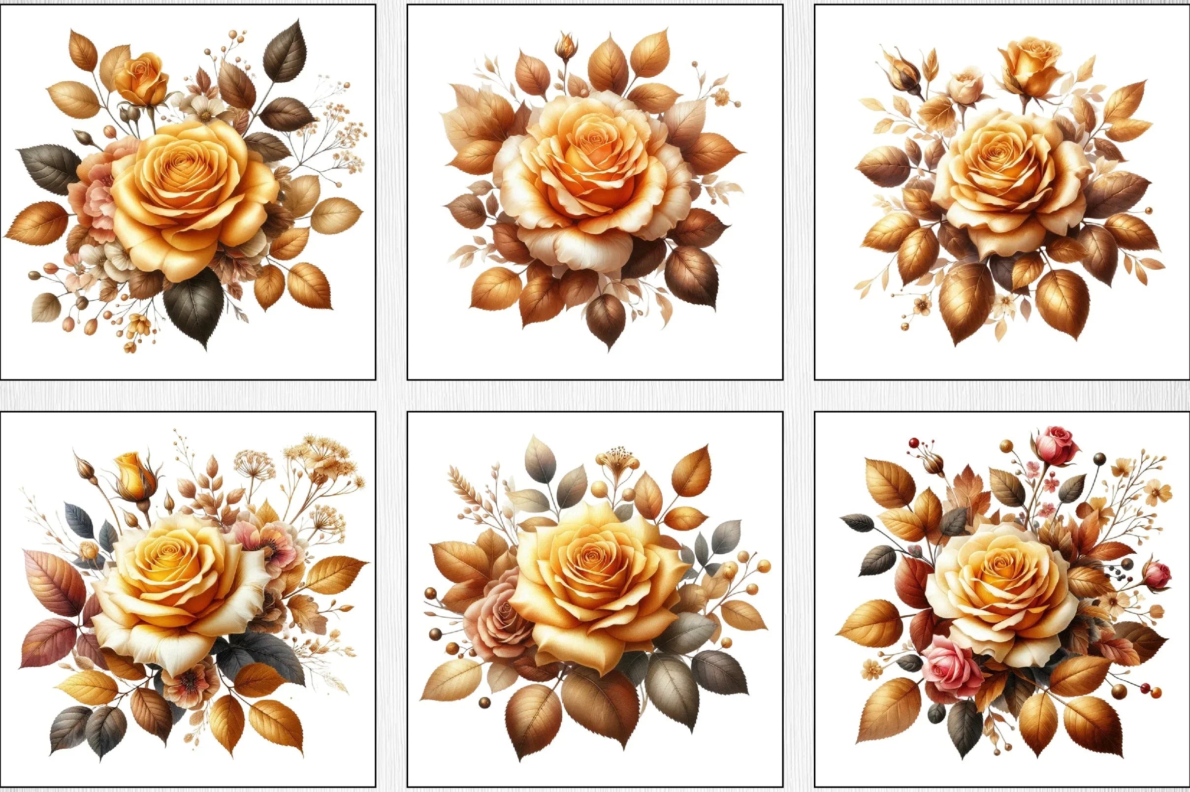 Golden Rose Clipart Bundle - CraftNest - Digital Crafting and Art