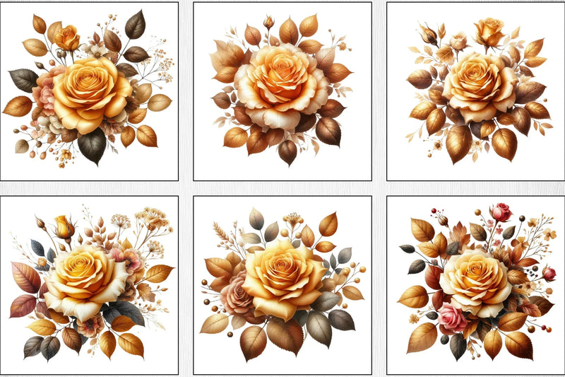 Golden Rose Clipart Bundle - CraftNest - Digital Crafting and Art