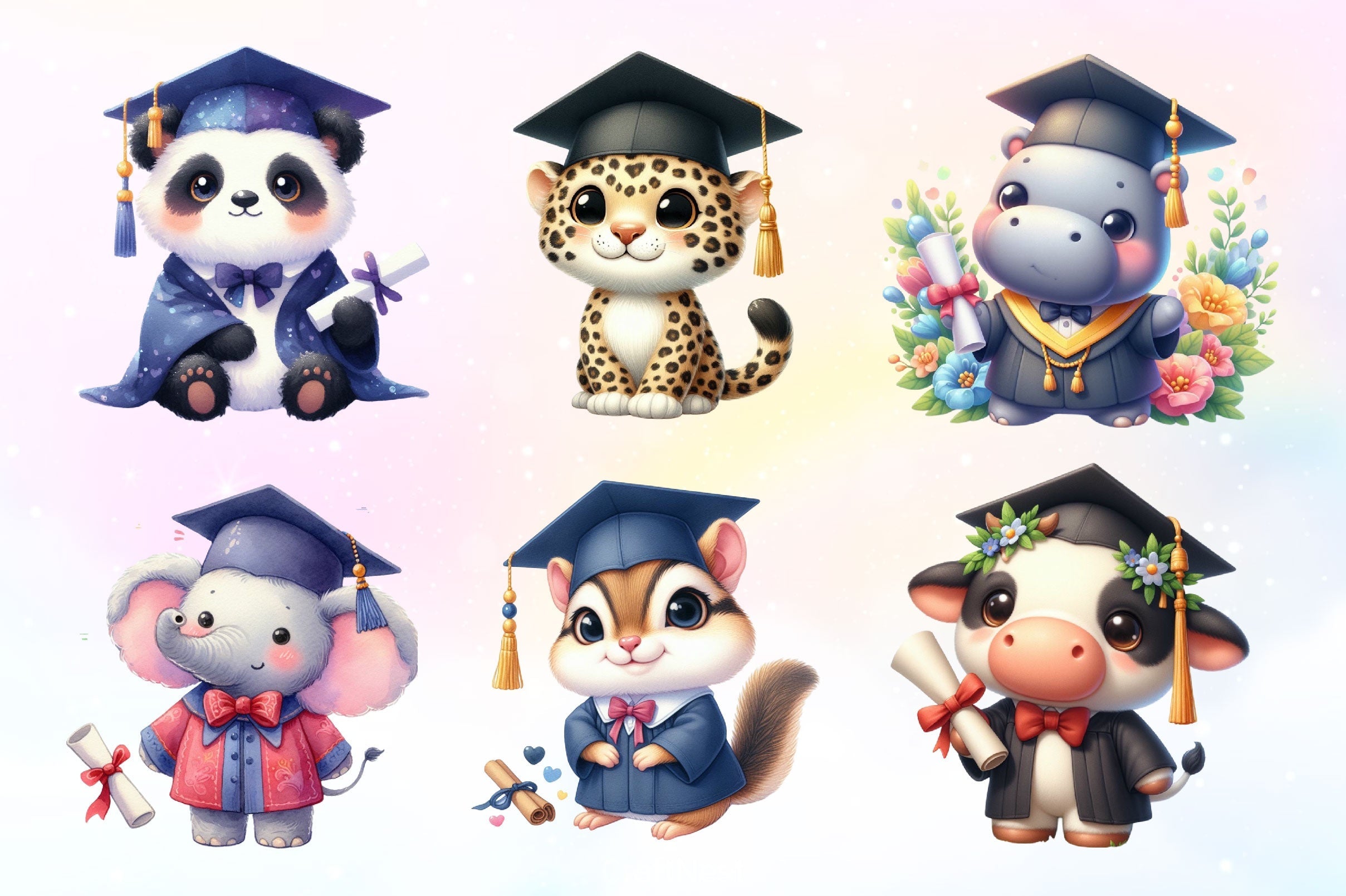 Graduation Animals Clipart Bundle 2