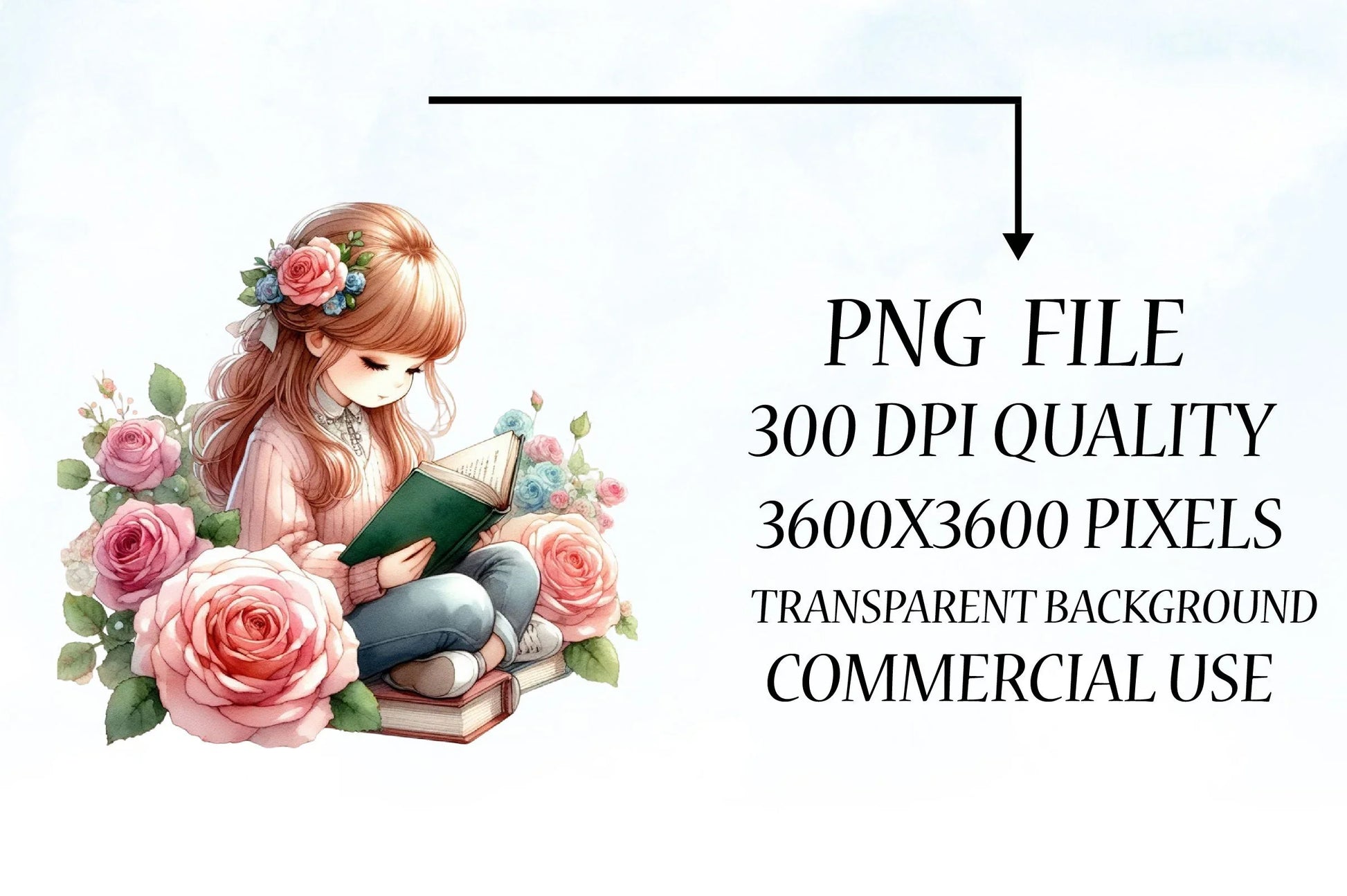 Beautiful Girl Reading Clipart Bundle - CraftNest - Digital Crafting and Art