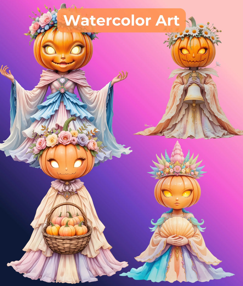 Pastel Pumpkin Goddess Clipart Bundle - CraftNest - Digital Crafting and Art