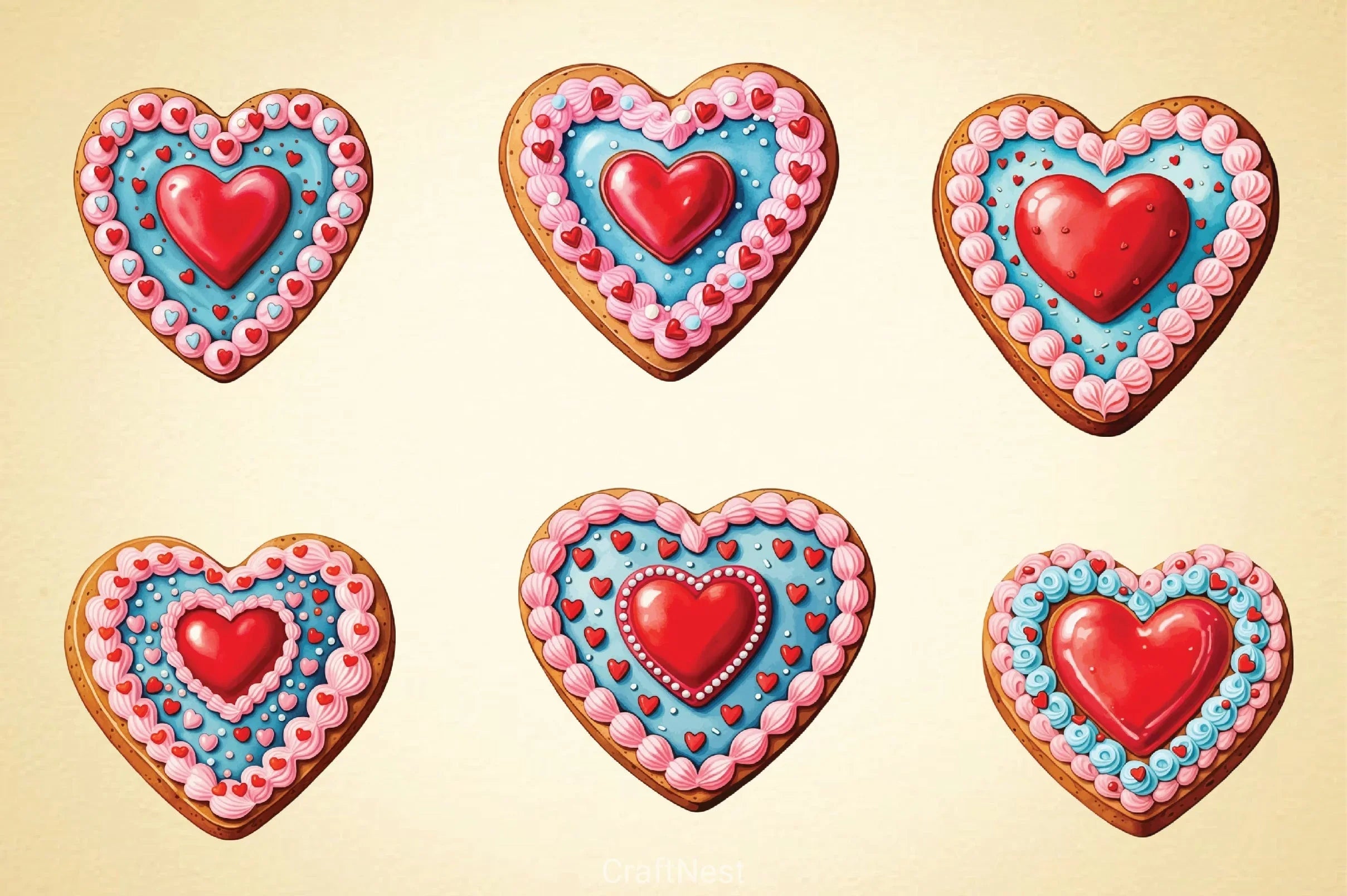 Valentine's Love Cookie Clipart Bundle - CraftNest - Digital Crafting and Art