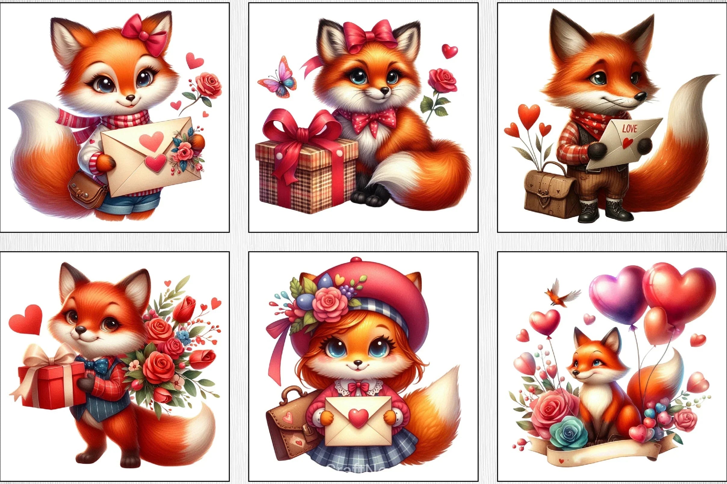 Valentine's Day Fox Clipart Bundle - CraftNest - Digital Crafting and Art