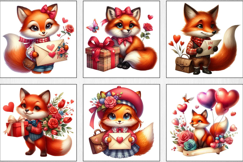 Valentine's Day Fox Clipart Bundle - CraftNest - Digital Crafting and Art
