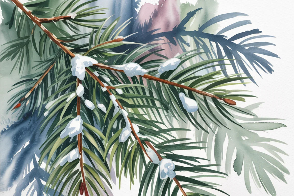 Winter Pine Branches Background Papers - CraftNest - Digital Crafting and Art