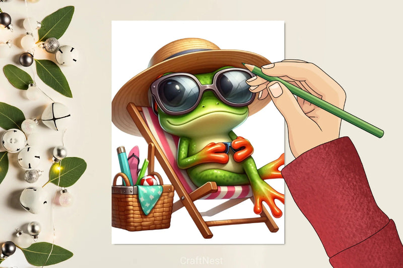 Cute Frog Beach Clipart Bundle - CraftNest - Digital Crafting and Art