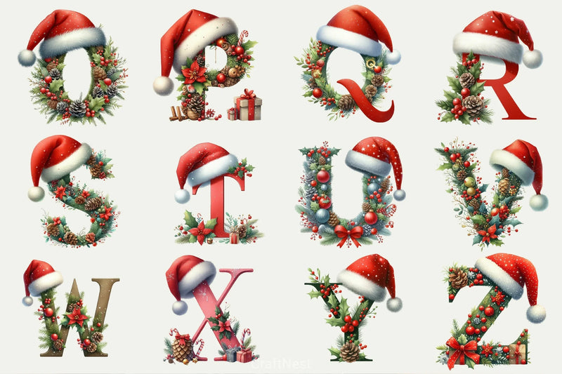 Christmas Alphabet Clipart Bundle 1 - CraftNest - Digital Crafting and Art
