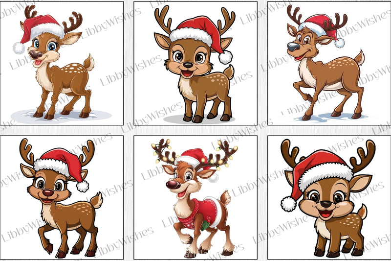 Christmas Reindeer Clipart Bundle 3 - CraftNest - Digital Crafting and Art