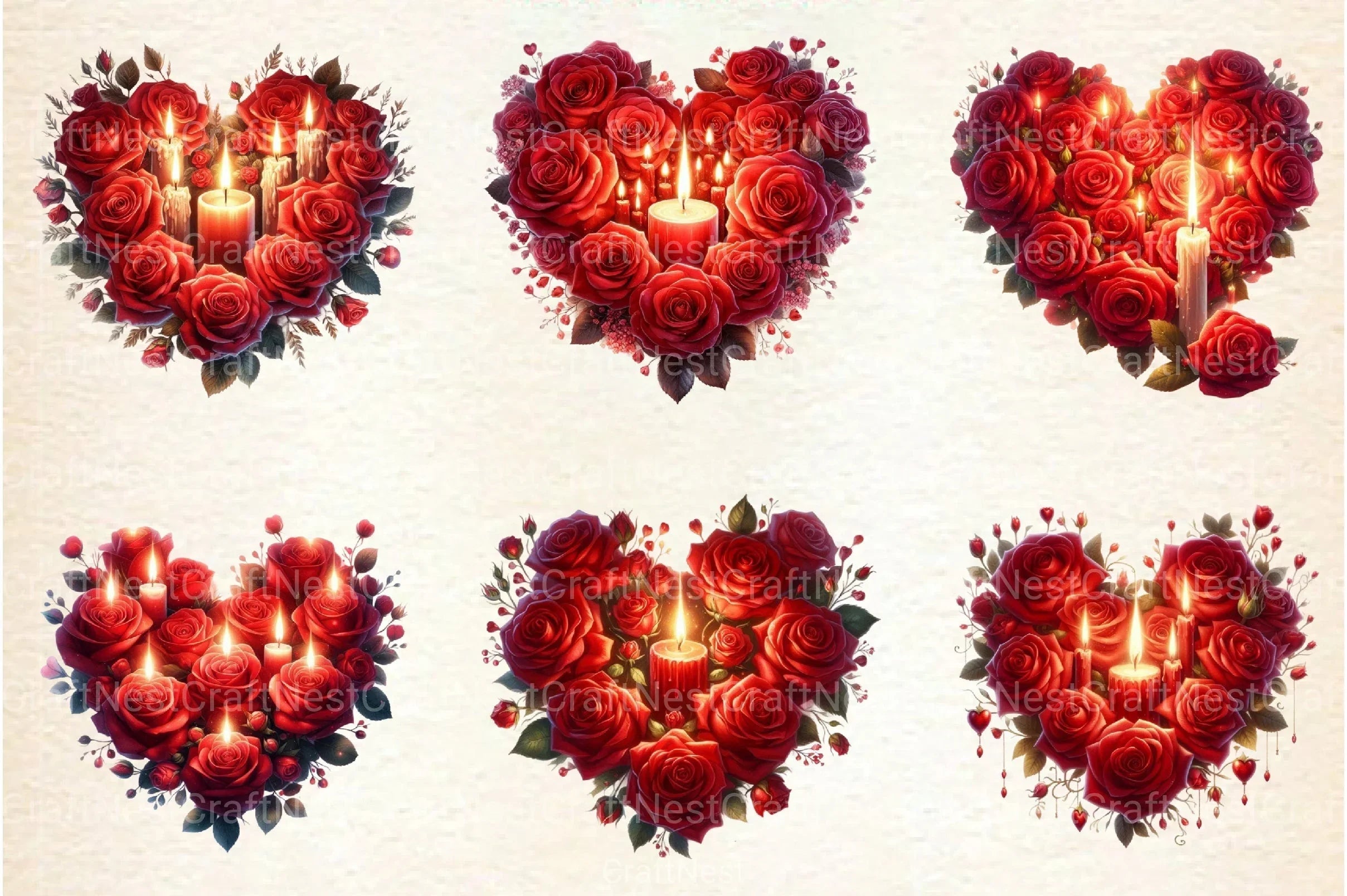 Valentine's Day Roses Heart Clipart Bundle - CraftNest - Digital Crafting and Art