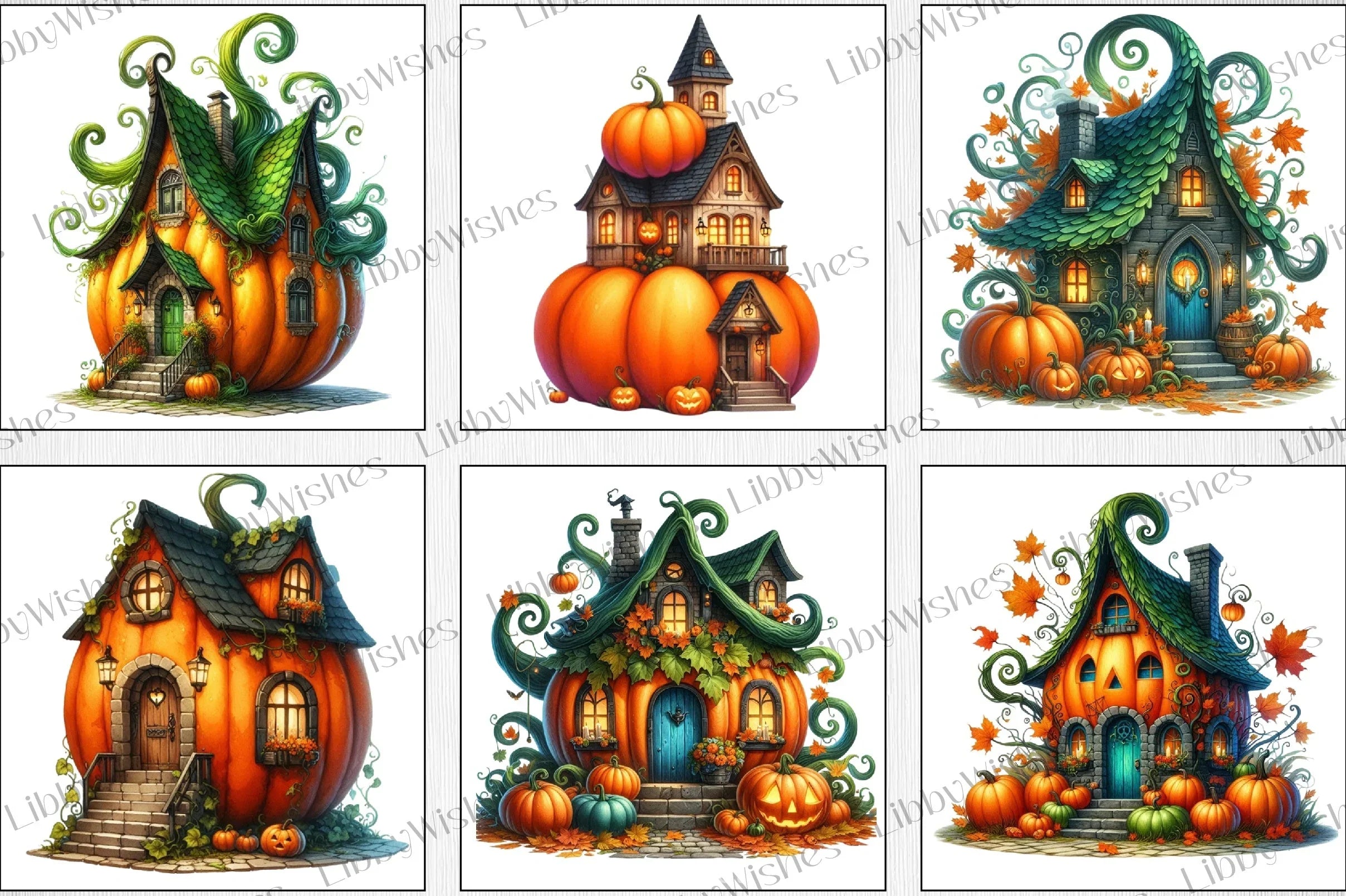 Halloween Pumpkin House Clipart Bundle 2 - CraftNest - Digital Crafting and Art