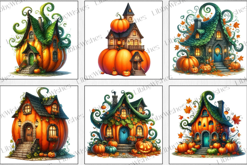 Halloween Pumpkin House Clipart Bundle 2 - CraftNest - Digital Crafting and Art