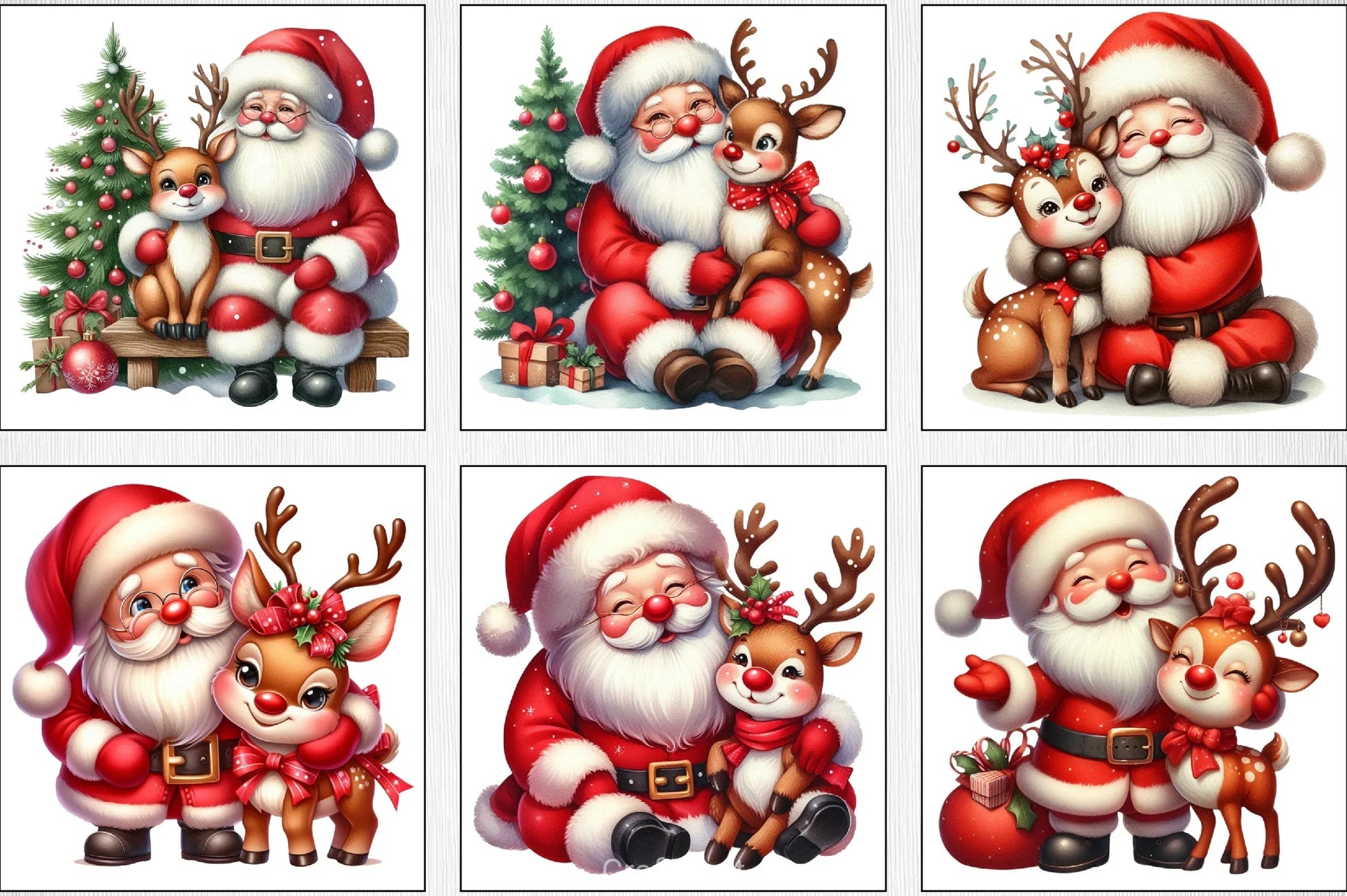 Christmas Santa & Reindeer Clipart Bundle - CraftNest - Digital Crafting and Art