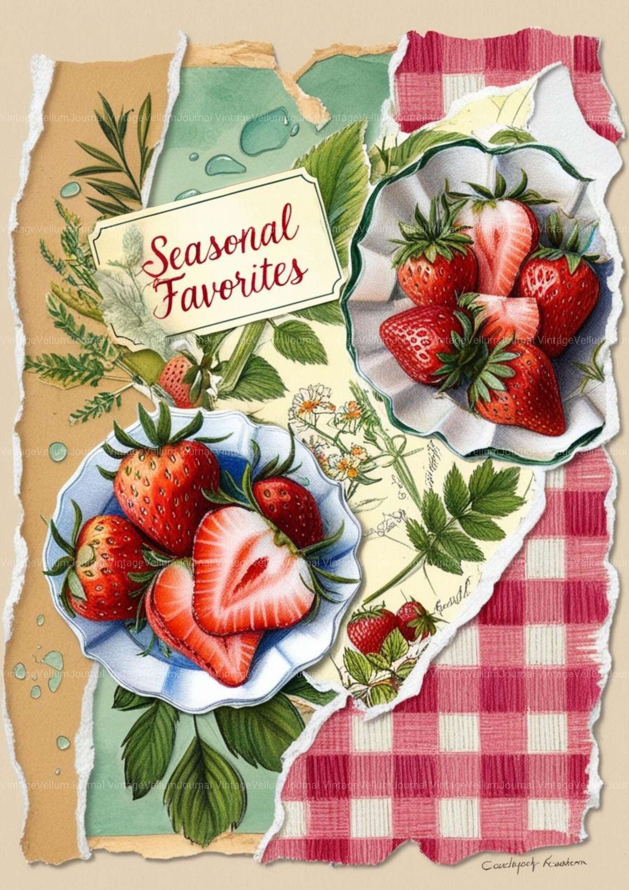 Strawberry Junk Journal Pages - CraftNest - Digital Crafting and Art