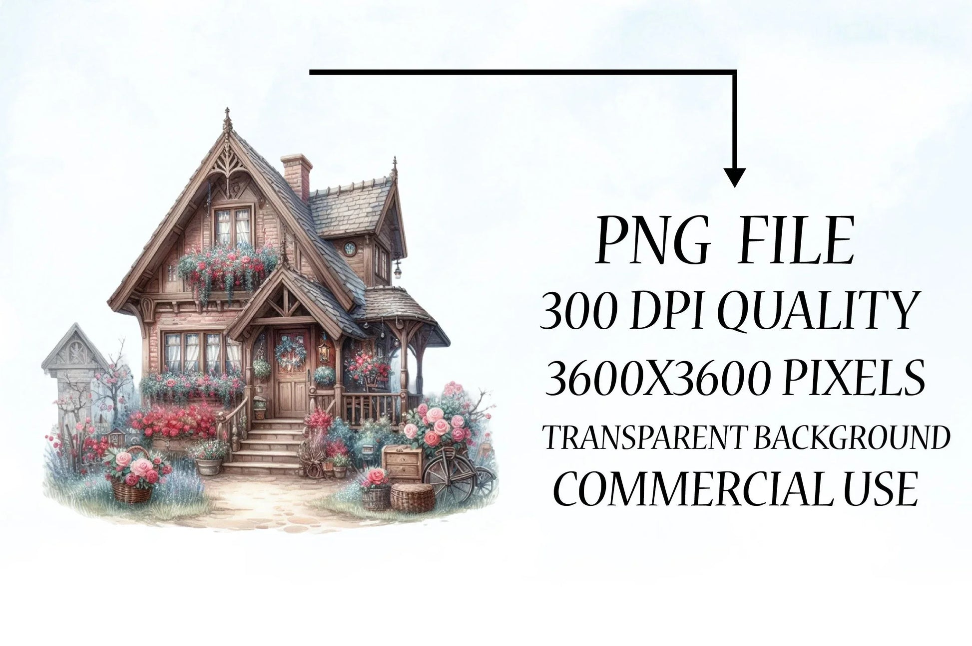 Romantic Valentine's Cottage Clipart Bundle - CraftNest - Digital Crafting and Art