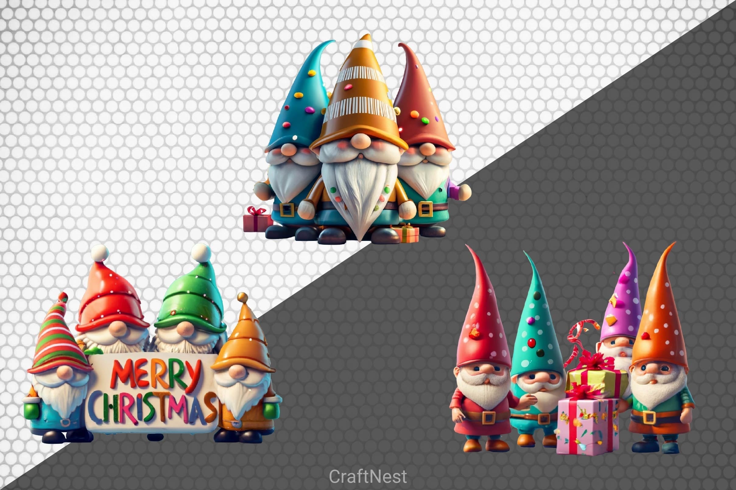 Cute Christmas Gnome Clipart Bundle