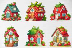 Strawberries House Clipart Bundle - CraftNest - Digital Crafting and Art