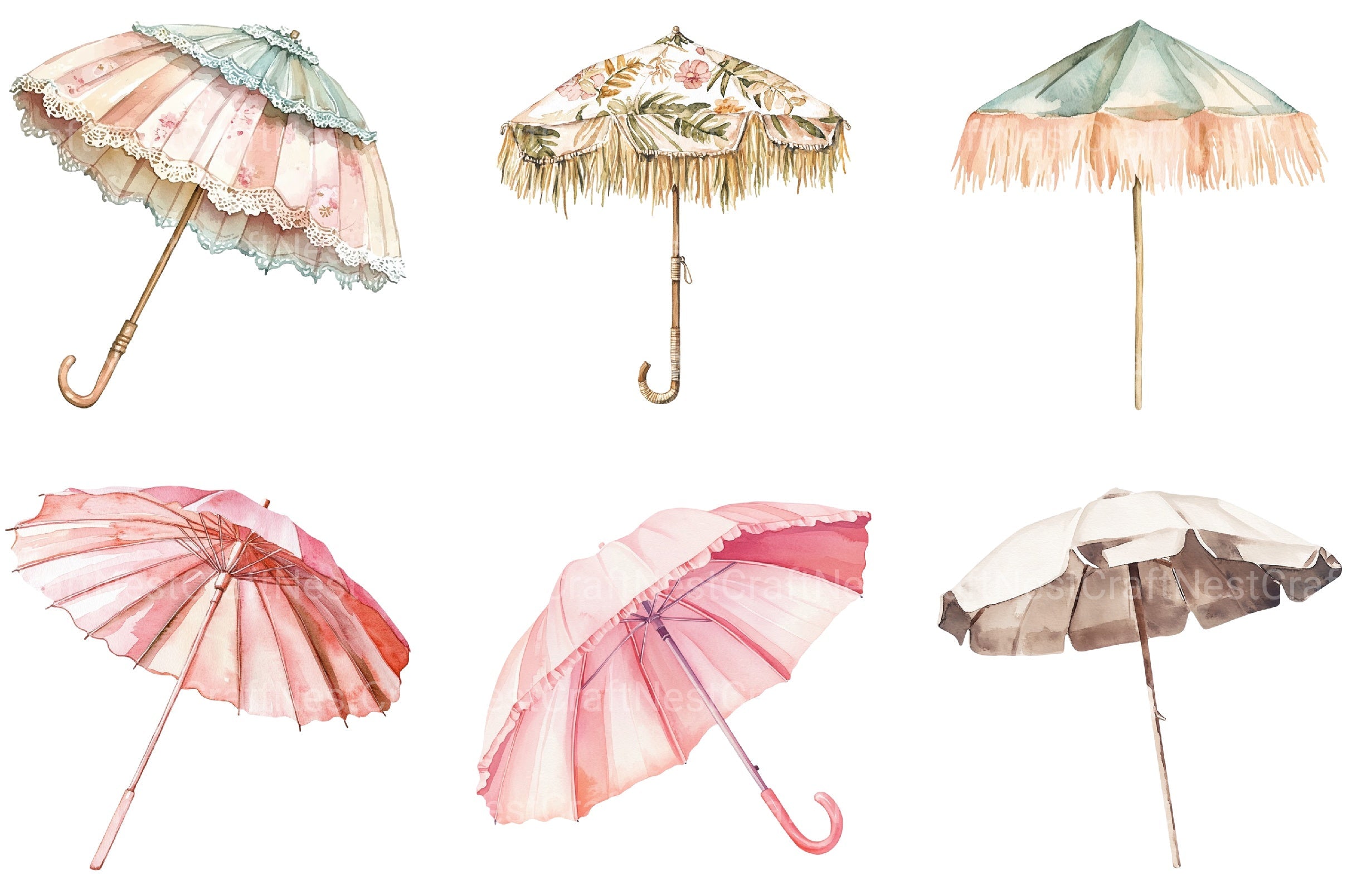 Summer Umbrella Clipart Bundle - CraftNest - Digital Crafting and Art