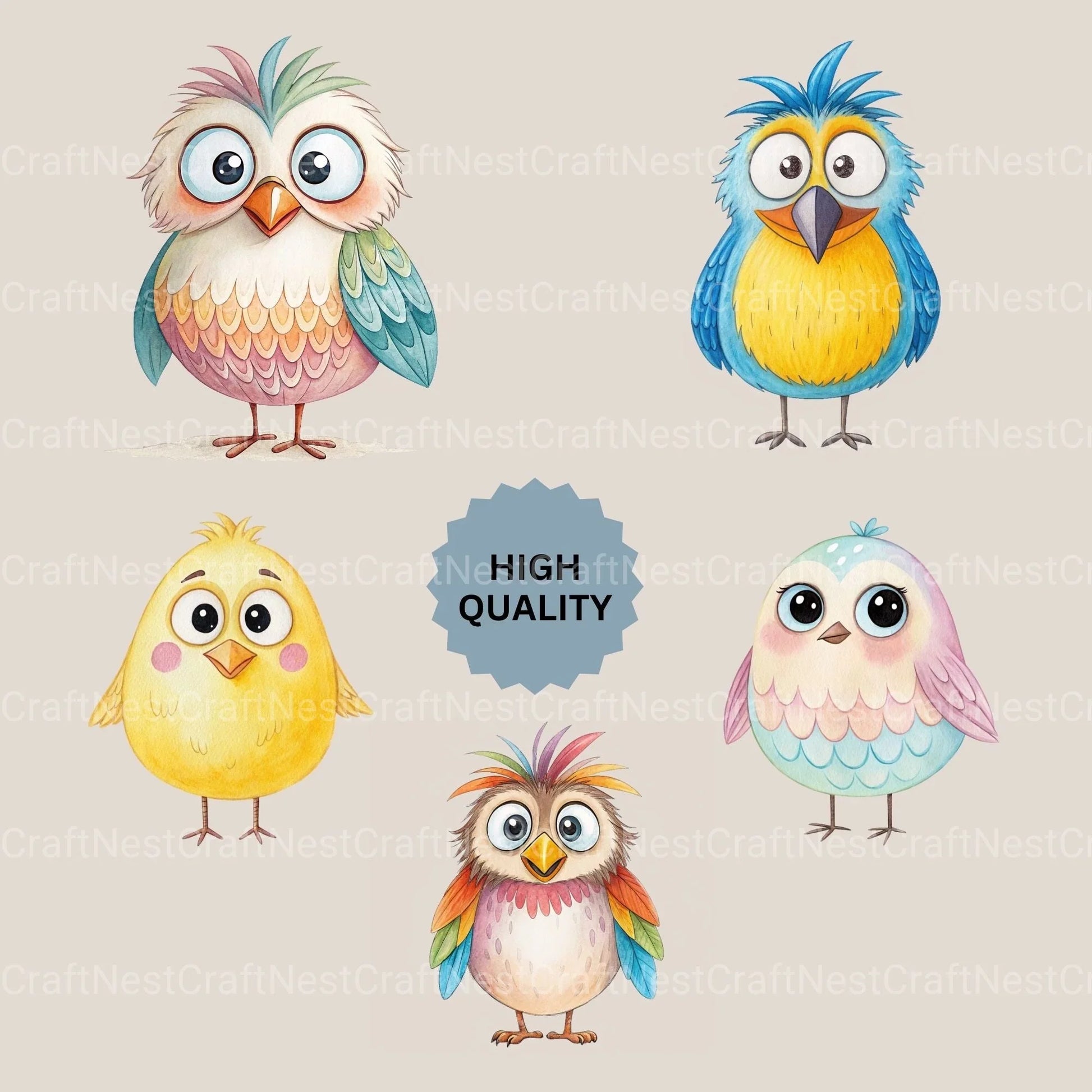 Quirky Birds Clipart Bundle - CraftNest - Digital Crafting and Art
