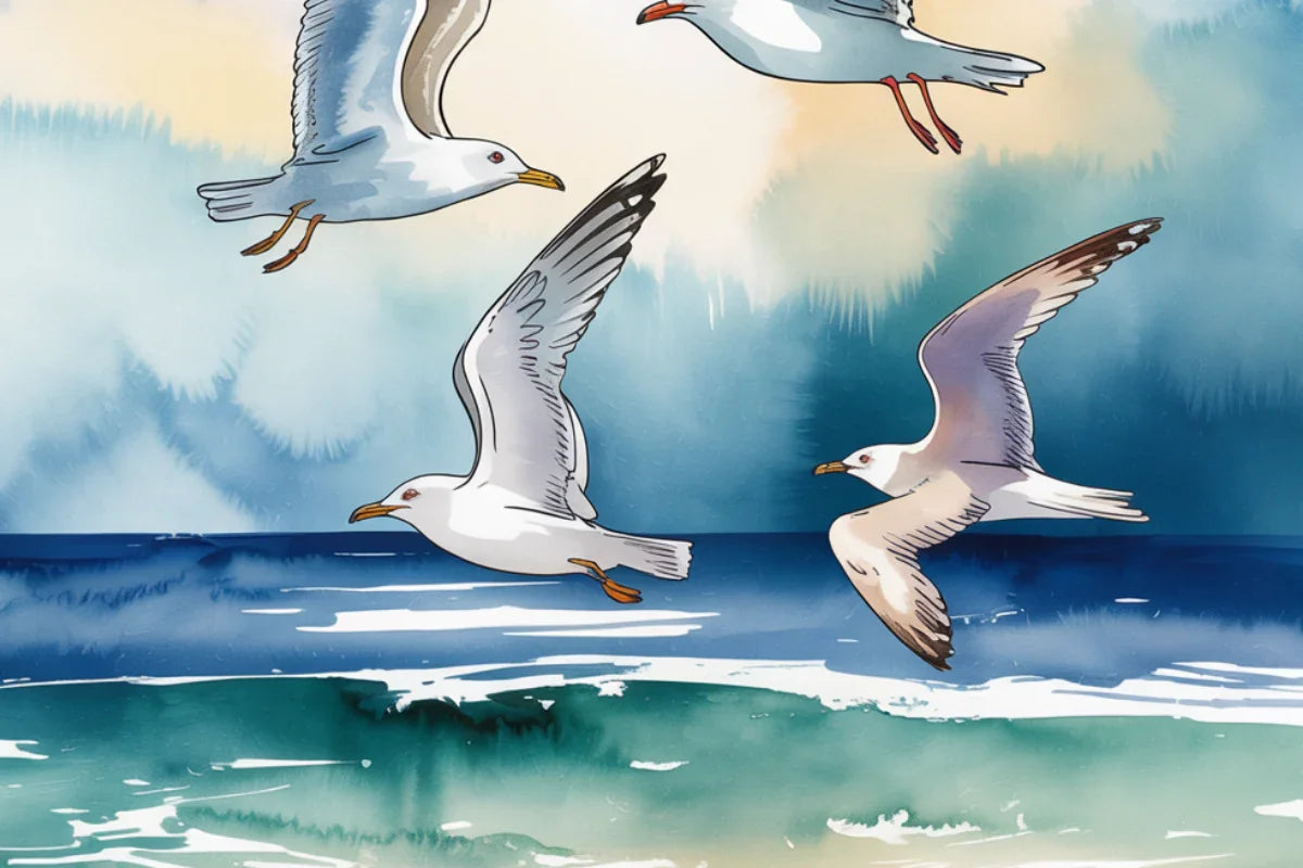 Seagulls & Sea Background Papers - CraftNest - Digital Crafting and Art