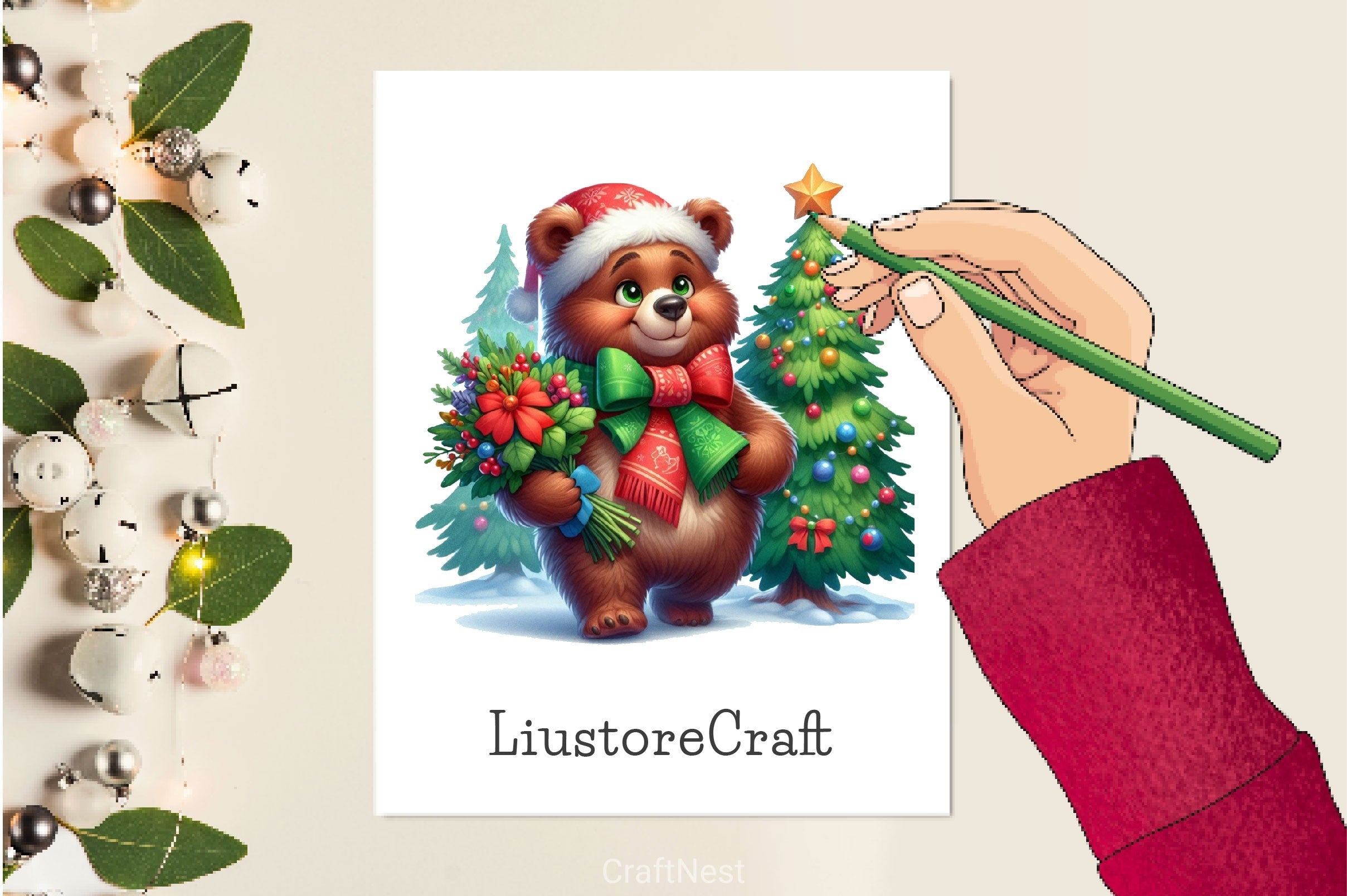 Christmas Wild Bears Clipart Bundle 2