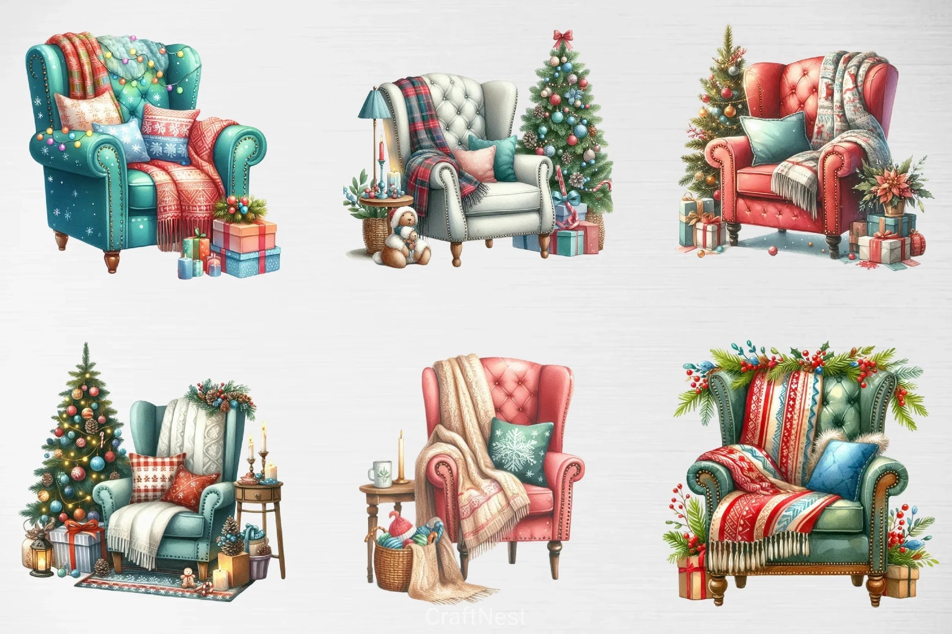 Christmas Armchairs Clipart Bundle - CraftNest - Digital Crafting and Art