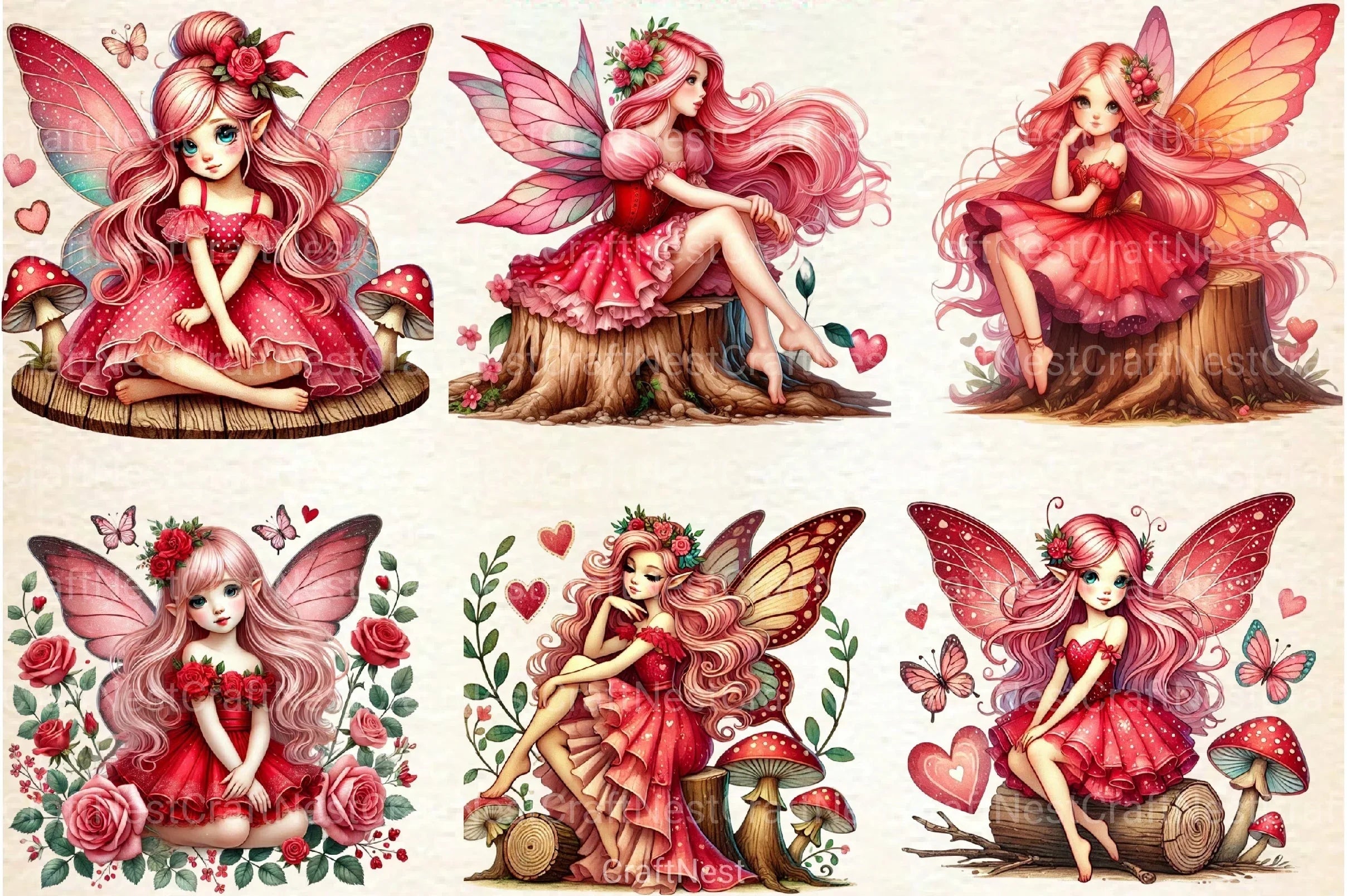Valentine's Fairy Girl Clipart Bundle - CraftNest - Digital Crafting and Art