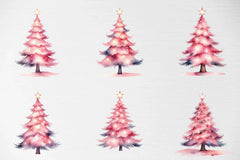 Pink Christmas Tree Clipart Bundle - CraftNest - Digital Crafting and Art