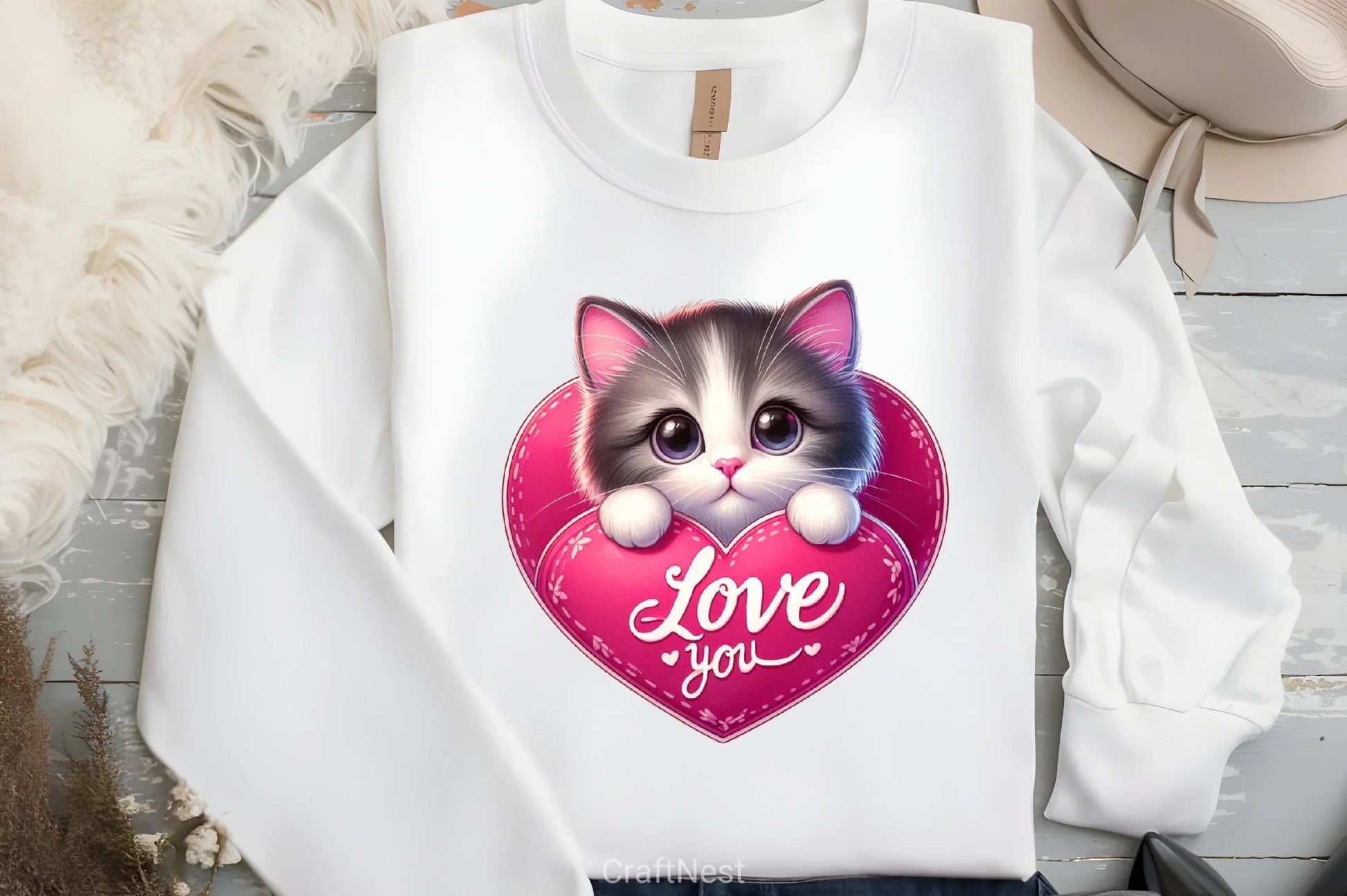 Love You Cat Valentine's Day Clipart Bundle 6 - CraftNest - Digital Crafting and Art