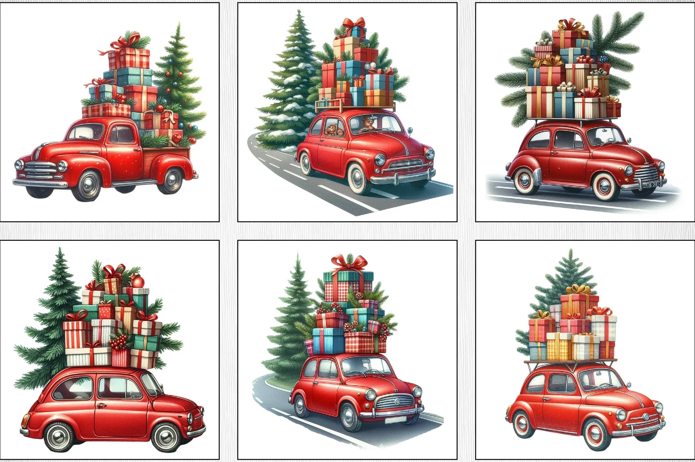 Christmas Cars Clipart Bundle - CraftNest - Digital Crafting and Art