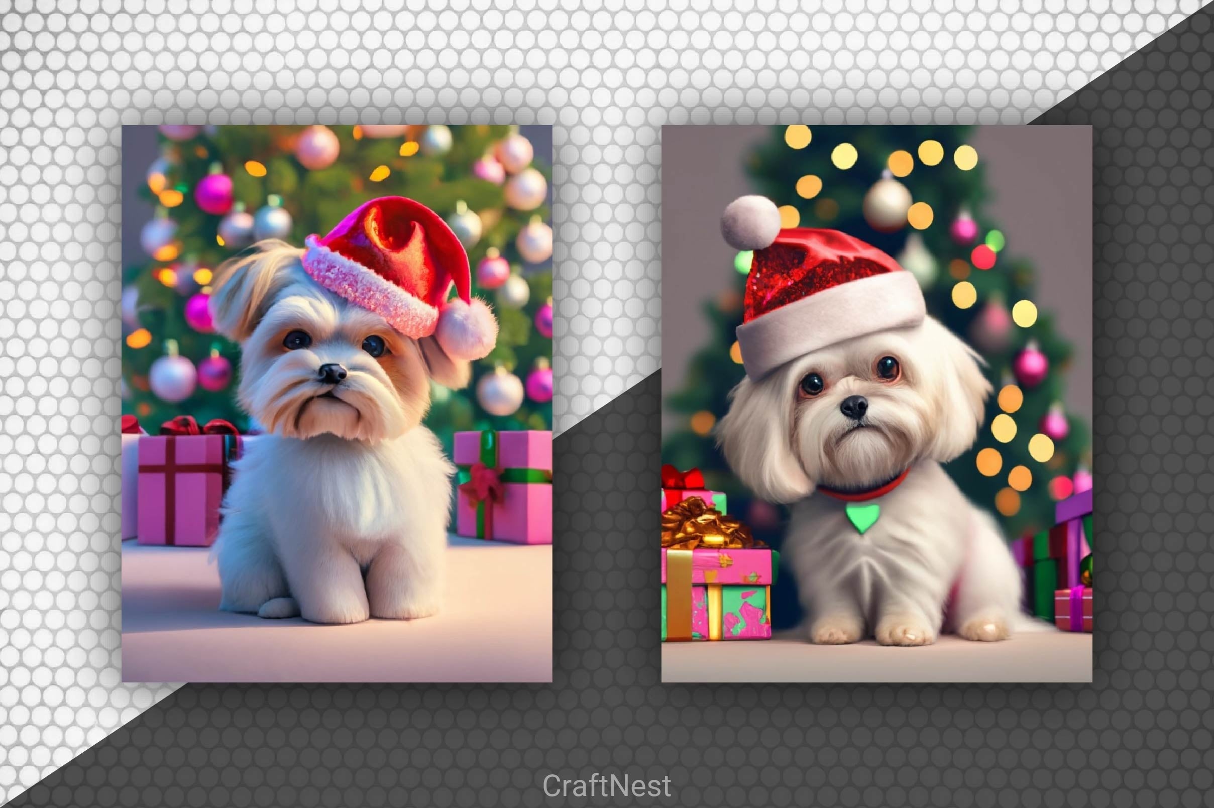 Christmas Cute Dog Background Clipart Bundle