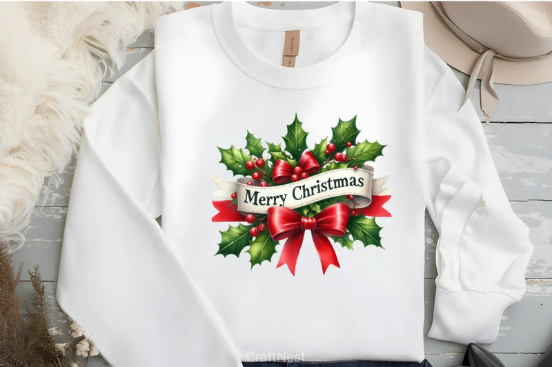 Merry Christmas Ribbons Clipart Bundle - CraftNest - Digital Crafting and Art