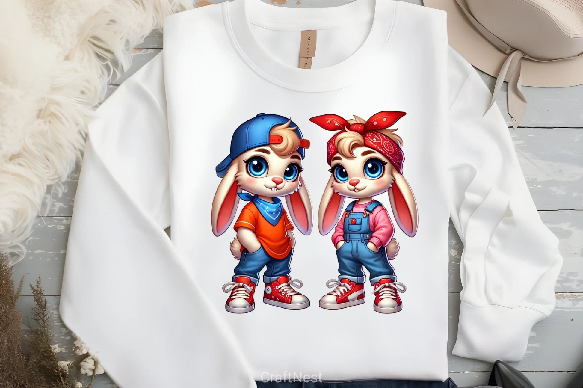 Hip Hop Couple Bunny Easter Clipart Bundle 2 - CraftNest - Digital Crafting and Art