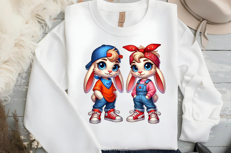 Hip Hop Couple Bunny Easter Clipart Bundle 2 - CraftNest - Digital Crafting and Art