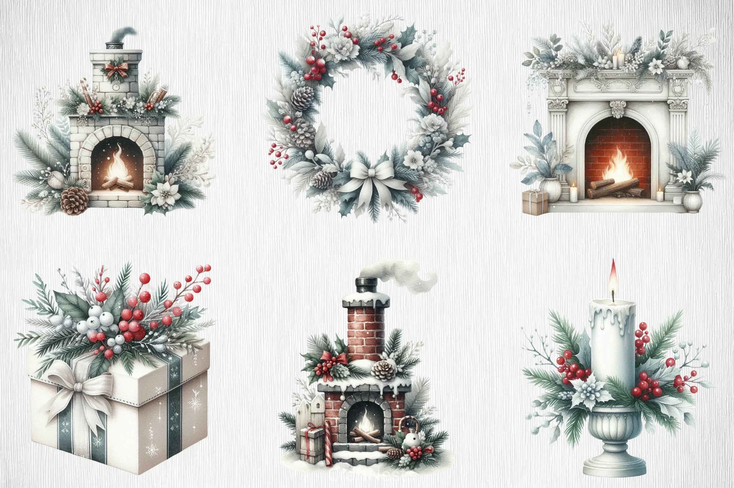 White Chic Christmas Clipart Bundle 24 - CraftNest - Digital Crafting and Art