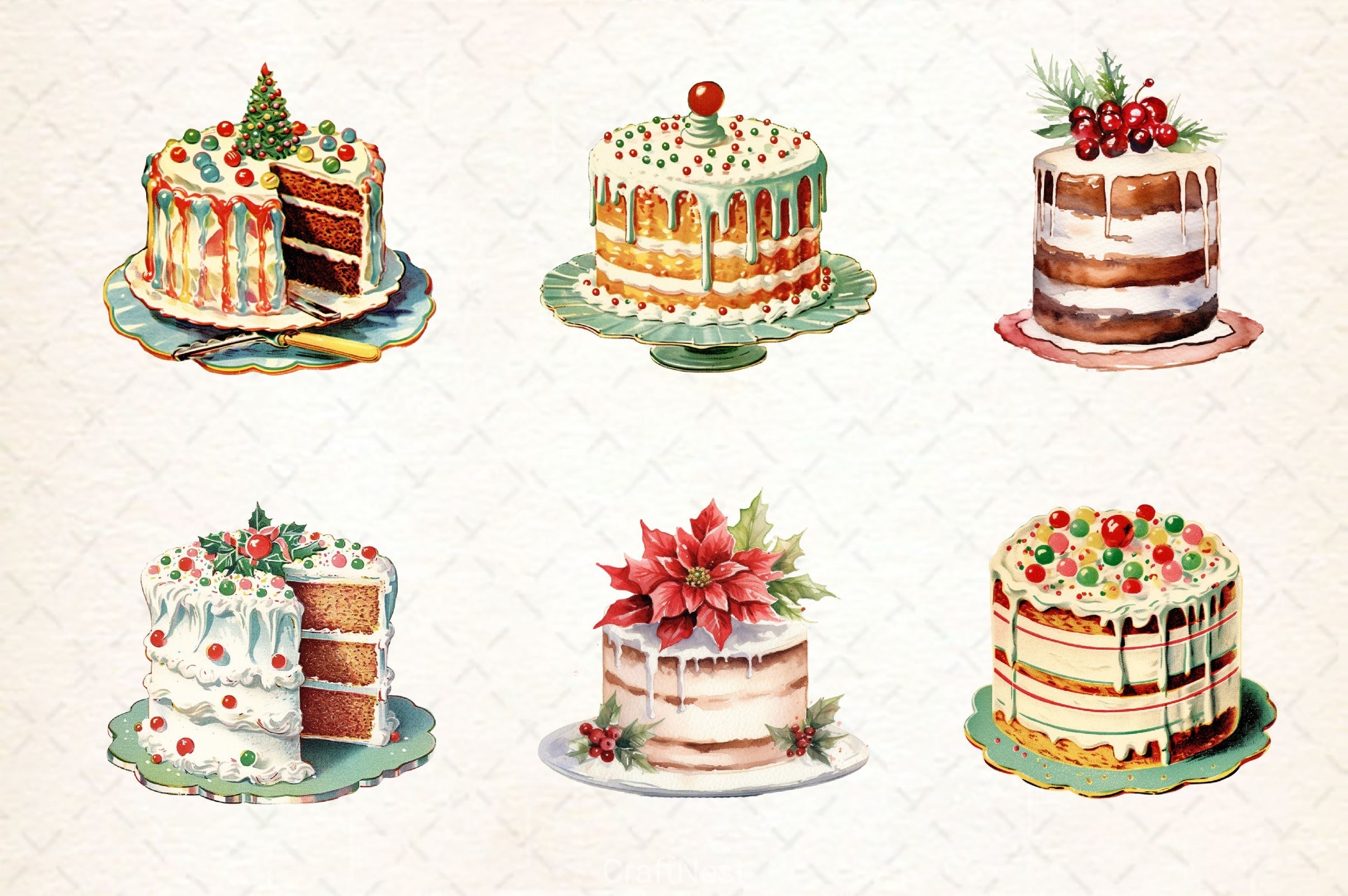 Christmas Cake Clipart Bundle 9