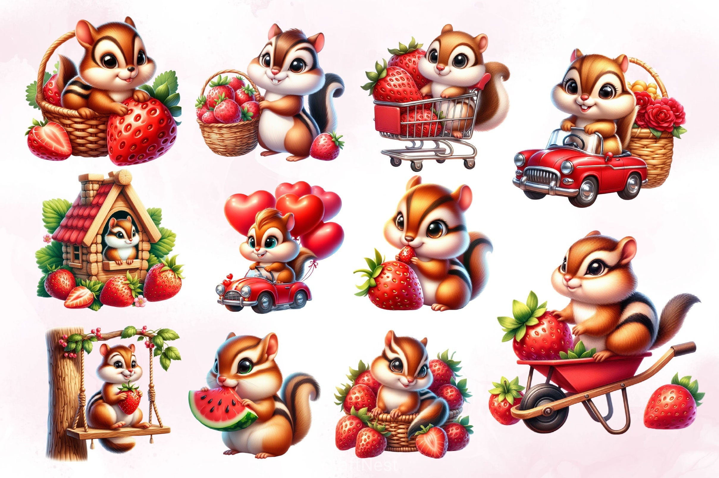 Cute Chipmunks Clipart Bundle