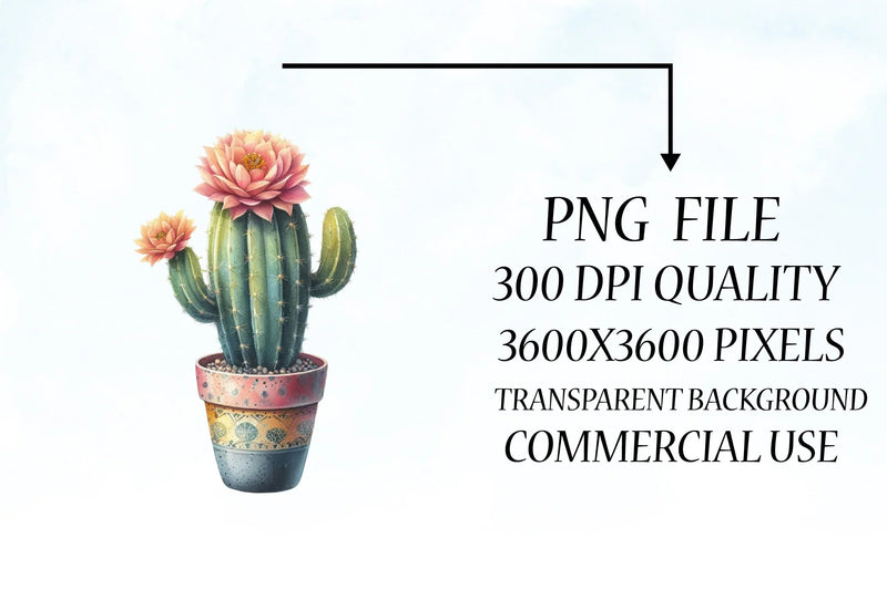 Floral Cactus Clipart Bundle - CraftNest - Digital Crafting and Art