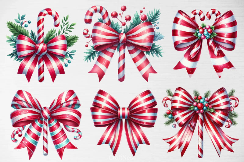 Christmas Candy Bow Clipart Bundle - CraftNest - Digital Crafting and Art